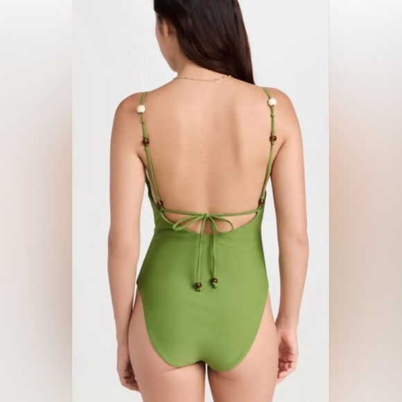 Veronica Beard Women's Cynzia Ruched One-Piece Swimsuit in Green sz M NWT 298$ - Picture 6 of 7